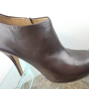 Via Spiga Brown Leather Zip Heel Ankle Booties 7.5